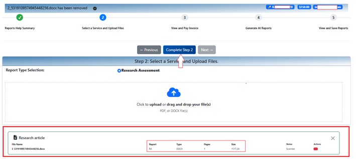 Uploading Files – Selected article successfully uploaded