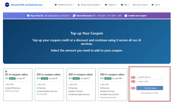 Coupons – Top up a Coupon